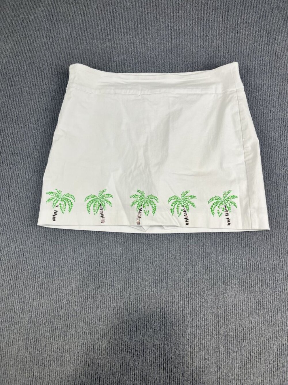 White Attyre Womens Petite Palm Tree Rhinestone Hem Skort 12P